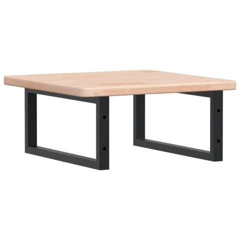 PÓŁKA ŚCIENNA POD UMYWALKĘ STAL I LITE DREWNO DĘBOWE