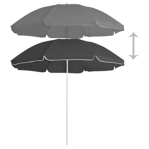PARASOL OGRODOWY NA STALOWYM SŁUPKU ANTRACYTOWY 180CM