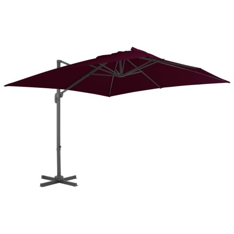 PARASOL WISZĄCY NA ALUMINIOWYM SŁUPKU BORDOWY 300X300CM