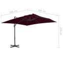 PARASOL WISZĄCY NA ALUMINIOWYM SŁUPKU BORDOWY 300X300CM