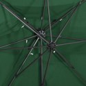 PARASOL WISZĄCY Z PODWÓJNĄ CZASZĄ ZIELONY 250X250 CM