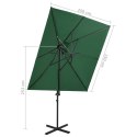 PARASOL WISZĄCY Z PODWÓJNĄ CZASZĄ ZIELONY 250X250 CM