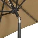 PARASOL Z LAMPKAMI LED KOLOR TAUPE 200X211CM ALUMINIUM