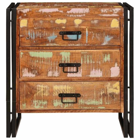 KOMODA SZAFKA Z SZUFLADĄ BRĄZOWY 66X33X70CM LITE DREWNO Z ODZYSKU