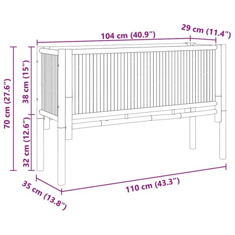 PODNIESIONA RABATA OGRODOWA BRĄZOWY 110X35X70CM BAMBUS