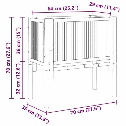 PODNIESIONA RABATA OGRODOWA BRĄZOWY 70X35X70CM BAMBUS