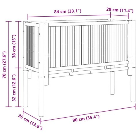 PODNIESIONA RABATA OGRODOWA BRĄZOWY 90X35X70CM BAMBUS