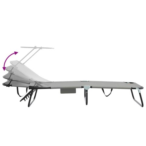 SKŁADANY LEŻAK Z PODUSZKĄ 1-OSOBA SZARY 56X190X81CM TKANINA