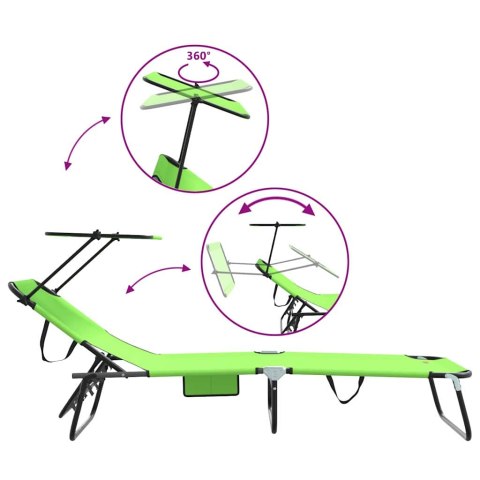 SKŁADANY LEŻAK Z PODUSZKĄ ZIELONY 56X190X81CM TKANINA