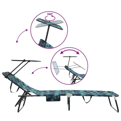 SKŁADANY LEŻAK Z PODUSZKĄ ZIELONY 56X190X81CM TKANINA