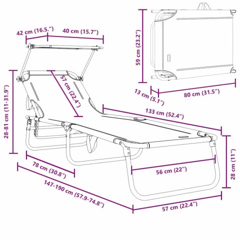 SKŁADANY LEŻAK Z PODUSZKĄ ZIELONY 56X190X81CM TKANINA