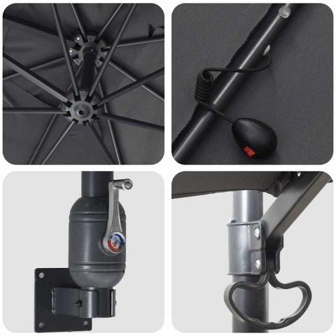 PARASOLKA OGRODOWA ANTRACYT 248.5X247.5X160CM TKANINA