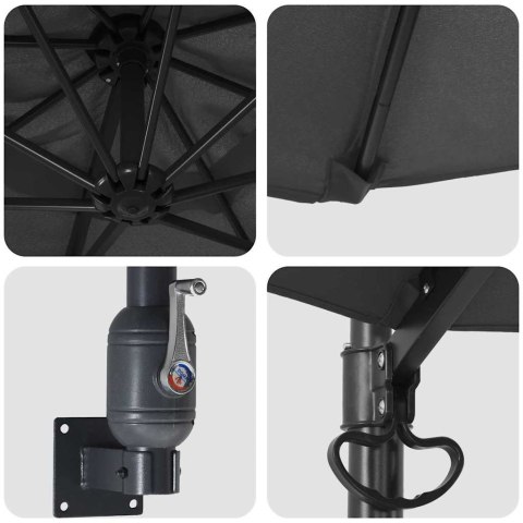 PARASOLKA OGRODOWA ANTRACYTOWY I CZARNY 248X248X148CM