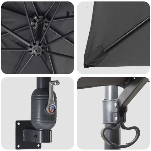 PARASOLKA OGRODOWA ANTRACYTOWY I CZARNY 248.5X247.5X160CM