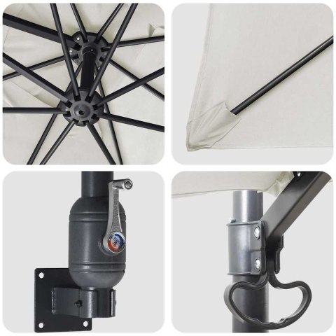 PARASOLKA OGRODOWA BEŻOWY I CZARNY 248.5X247.5X160CM