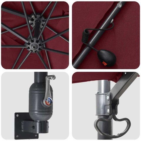 VidaXL Parasolka ogrodowa Bordowy 248.5 x 247.5 x 160 cm tkanina