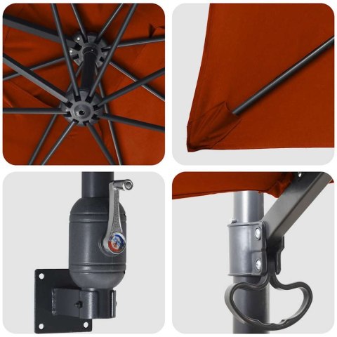 PARASOLKA OGRODOWA CZERWONY I CZARNY 248.5X247.5X160CM