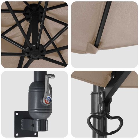 PARASOLKA OGRODOWA TAUPE I CZARNY 248X248X148CM