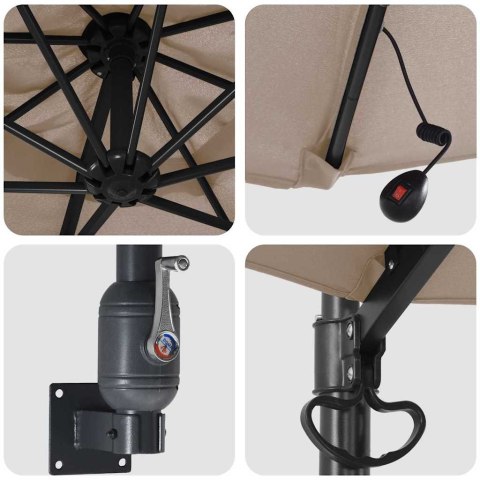 PARASOLKA OGRODOWA TAUPE I CZARNY 248X248X148CM