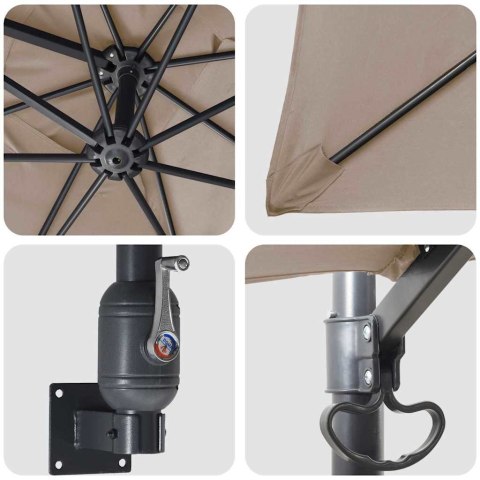 PARASOLKA OGRODOWA TAUPE I CZARNY 248.5X247.5X160CM