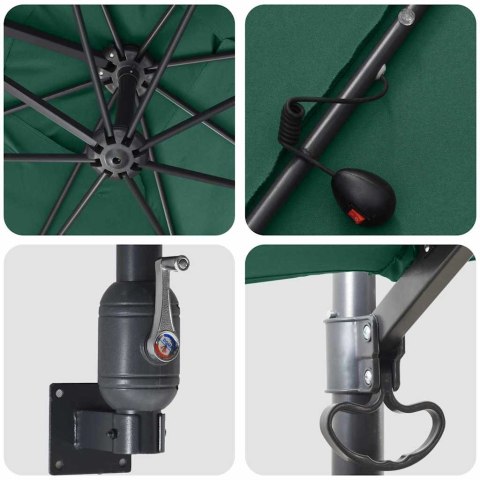 VidaXL Parasolka ogrodowa Zielony 248.5 x 247.5 x 160 cm tkanina