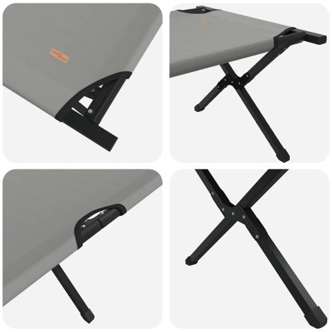 SKŁADANE ŁÓŻKO KEMPINGOWE 2 PCS SZARY TKANINA OXFORD