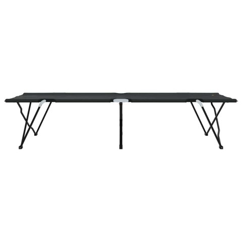 SKŁADANE ŁÓŻKO KEMPINGOWE RĘCZNE 2 PCS CZARNY 206X76X74CM