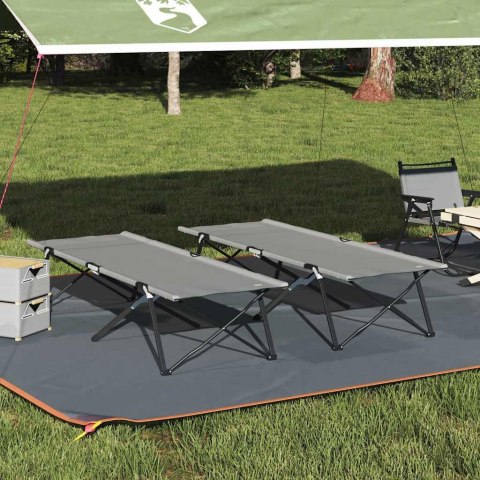 SKŁADANE ŁÓŻKO KEMPINGOWE RĘCZNE 2 PCS SZARY 206X76X74CM