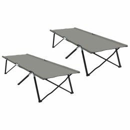 SKŁADANE ŁÓŻKO KEMPINGOWE RĘCZNE 2 PCS SZARY 206X76X74CM