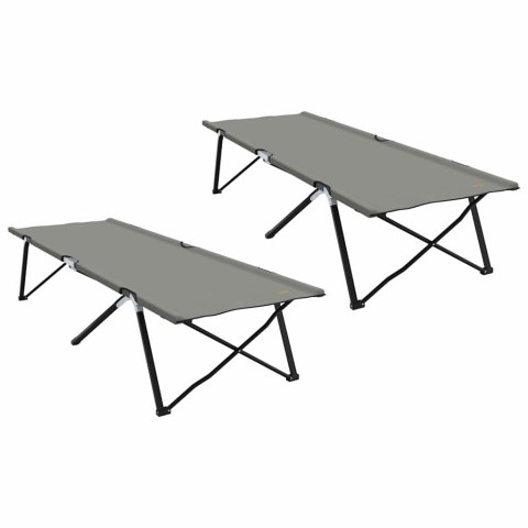 SKŁADANE ŁÓŻKO KEMPINGOWE RĘCZNE 2 PCS SZARY 206X76X74CM