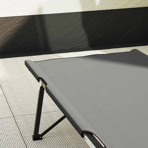SKŁADANE ŁÓŻKO KEMPINGOWE RĘCZNE 2 PCS SZARY 206X76X74CM