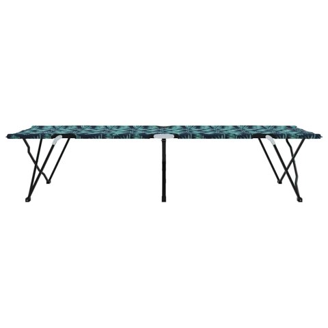 SKŁADANE ŁÓŻKO KEMPINGOWE RĘCZNE WZÓR W LIŚCIE 206X76X74CM