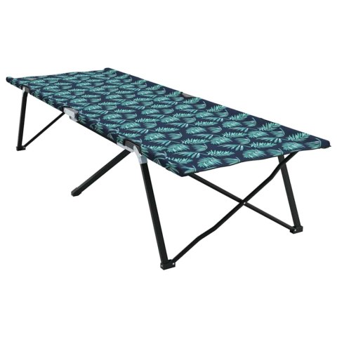 SKŁADANE ŁÓŻKO KEMPINGOWE RĘCZNE WZÓR W LIŚCIE 206X76X74CM