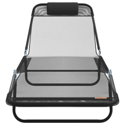 SKŁADANY LEŻAK 1-OSOBA CZARNY 182X55X85.5CM TEXTILENE