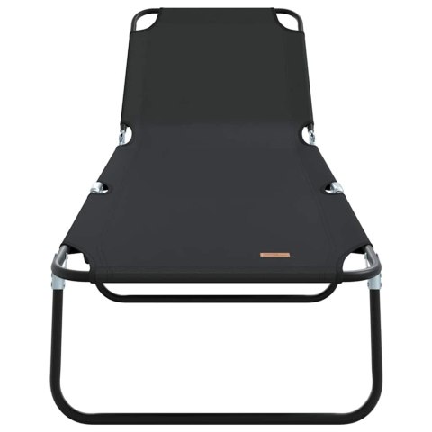 SKŁADANY LEŻAK 1-OSOBA CZARNY 56X189X87CM TKANINA