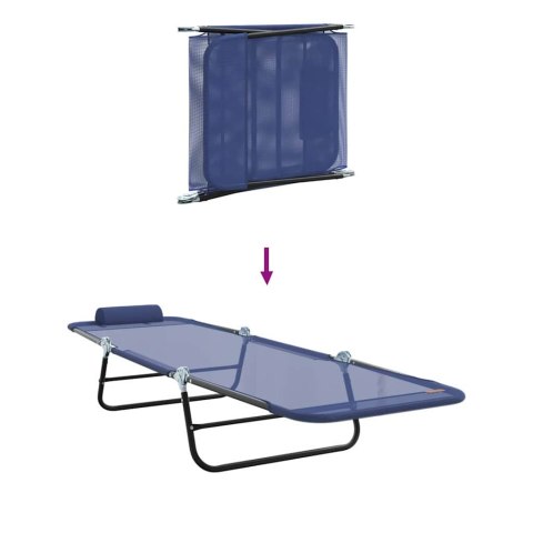 SKŁADANY LEŻAK 1-OSOBA GRANATOWY 182X55X85.5CM TEXTILENE