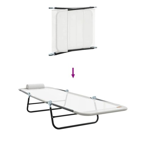 SKŁADANY LEŻAK 1-OSOBA KREMOWY 182X55X85.5CM TEXTILENE