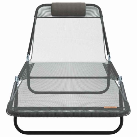 SKŁADANY LEŻAK 1-OSOBA SZARY 182X55X85.5CM TEXTILENE