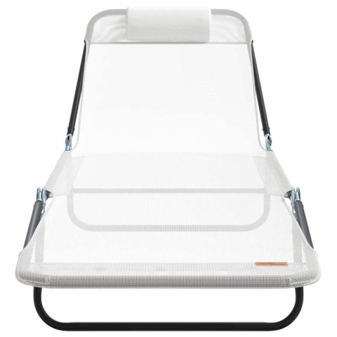 VidaXL Składany leżak 2 pcs Kremowy 182 x 55 x 85.5cm Textilene