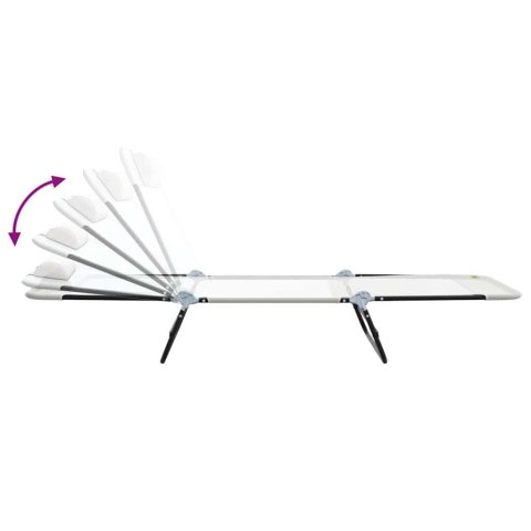 VidaXL Składany leżak 2 pcs Kremowy 182 x 55 x 85.5cm Textilene