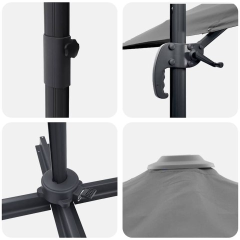 PARASOL ROMA ANTRACYT 286X285X265CM POLIESTER I ALUMINIUM