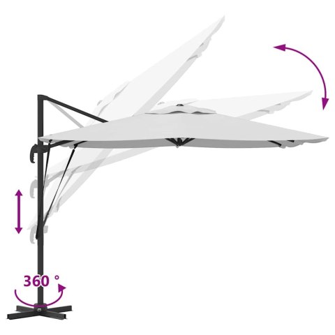 PARASOL ROMA BEŻOWY 286X285X265CM POLIESTER I ALUMINIUM