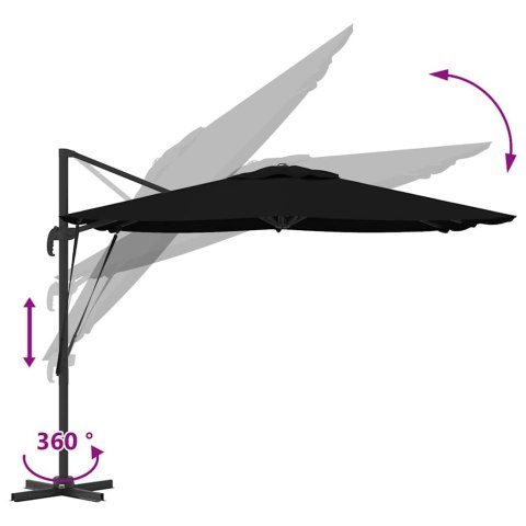 PARASOL ROMA CZARNY 286X285X265CM POLIESTER I ALUMINIUM