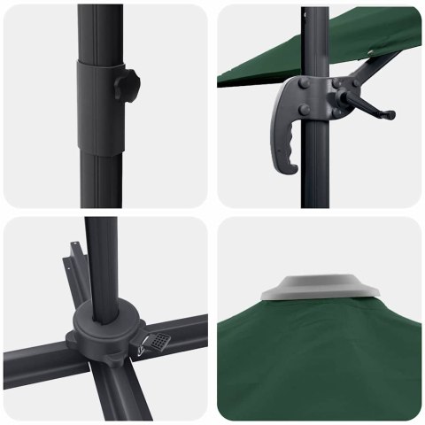 PARASOL ROMA ZIELONY 286X285X265CM POLIESTER I ALUMINIUM
