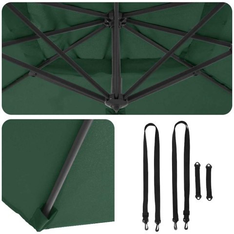 PARASOL ROMA ZIELONY 286X285X265CM POLIESTER I ALUMINIUM
