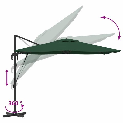 PARASOL ROMA ZIELONY 286X285X265CM POLIESTER I ALUMINIUM