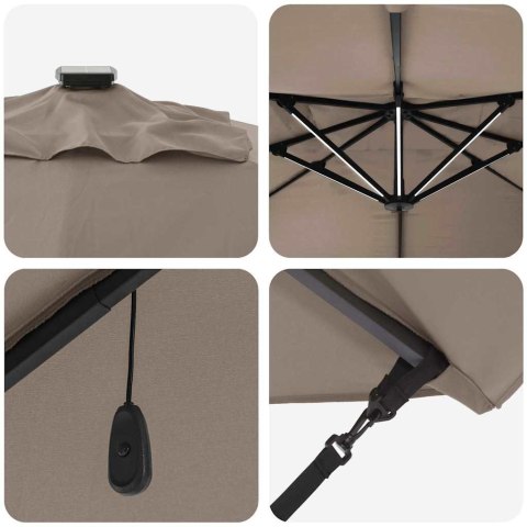 PARASOL ROMAŃSKI Z BOCZNYM MOCOWANIEM Z BLOKADĄ TAUPE I CZARNY