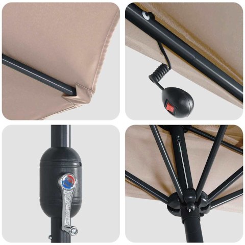 PARASOLKA OGRODOWA CIEMNOSZARY 294X150X224CM TKANINA