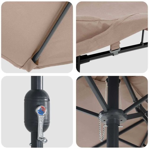 PARASOLKA OGRODOWA CIEMNOSZARY 385X209X244CM TKANINA