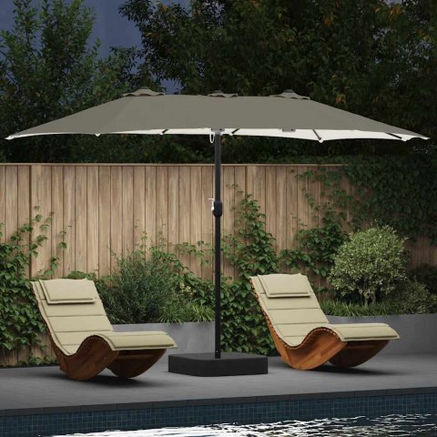 PARASOL OGRODOWY DUŻY PODWÓJNY PIASKOWY 385X209X244CM TKANINA